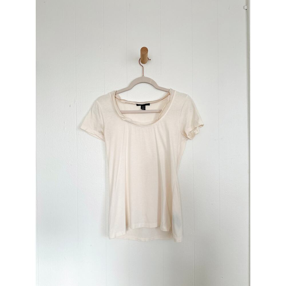 Y2K Kenneth Cole New York Scoop Neck Tee - Cotton Modal - Ivory - S